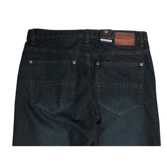 M Society NY 34x30 Jeans Men Relax Fit Bold Blue Black Straight Style MS-13030RF - Picture 5 of 5